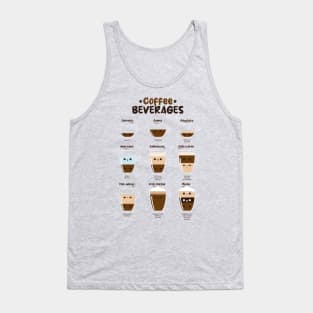 Funny T-Shirt of Different Types of Coffee Tank Top